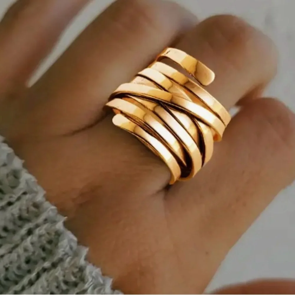 Gold Wrap Statement Ring — Adjustable Chic Fashion Ring (Size 5) - Picture 4 of 6